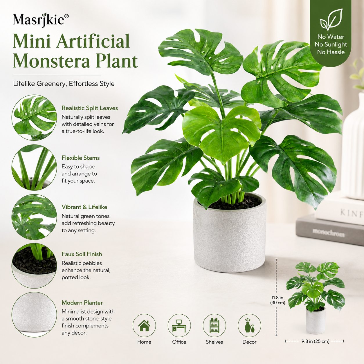 Masrjkie® Mini Artificial Monstera Plant
