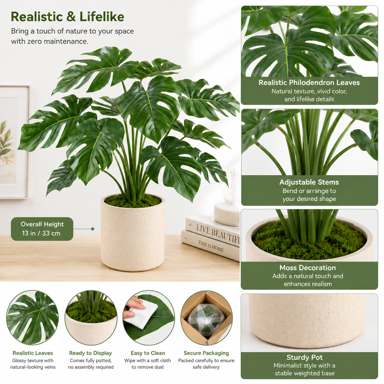 Masrjkie® Artificial Philodendron Plant
