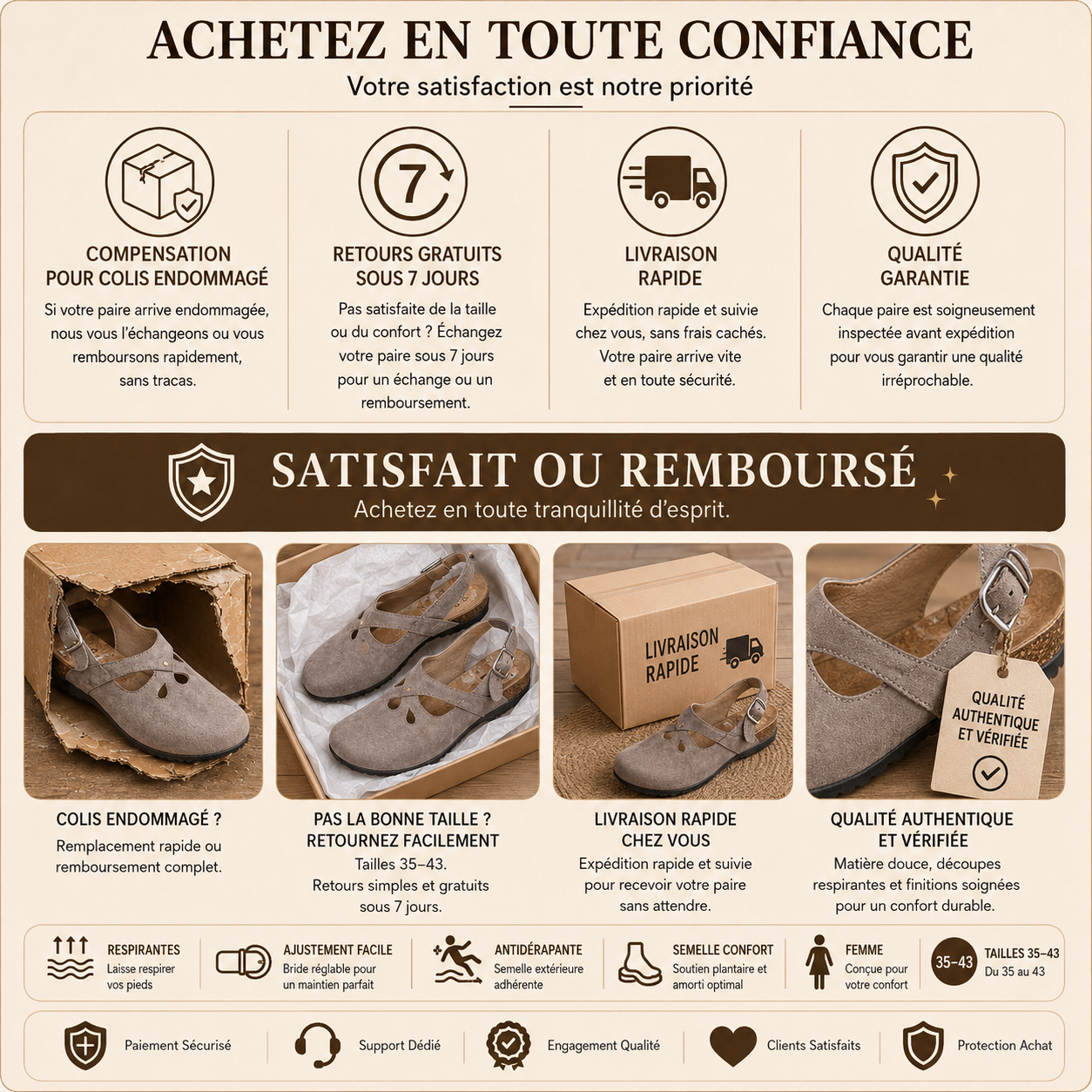 Sandales orthopédiques élégantes pour femme – Chaussures confortables à bride réglable, respirantes et antidérapantes pour la marche quotidienne, voyages et activités estivales