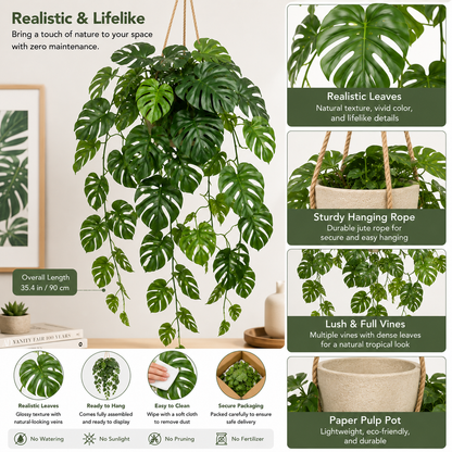 Masrjkie® Artificial Hanging Monstera Vine