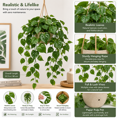 Masrjkie® Artificial Hanging Philodendron Vine