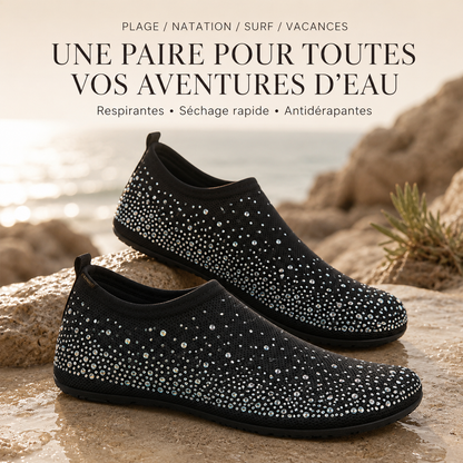 Chaussures d'eau respirantes – Aquashoes à séchage rapide, chaussures de plage antidérapantes pour natation, surf et activités nautiques avec semelle flexible confortable