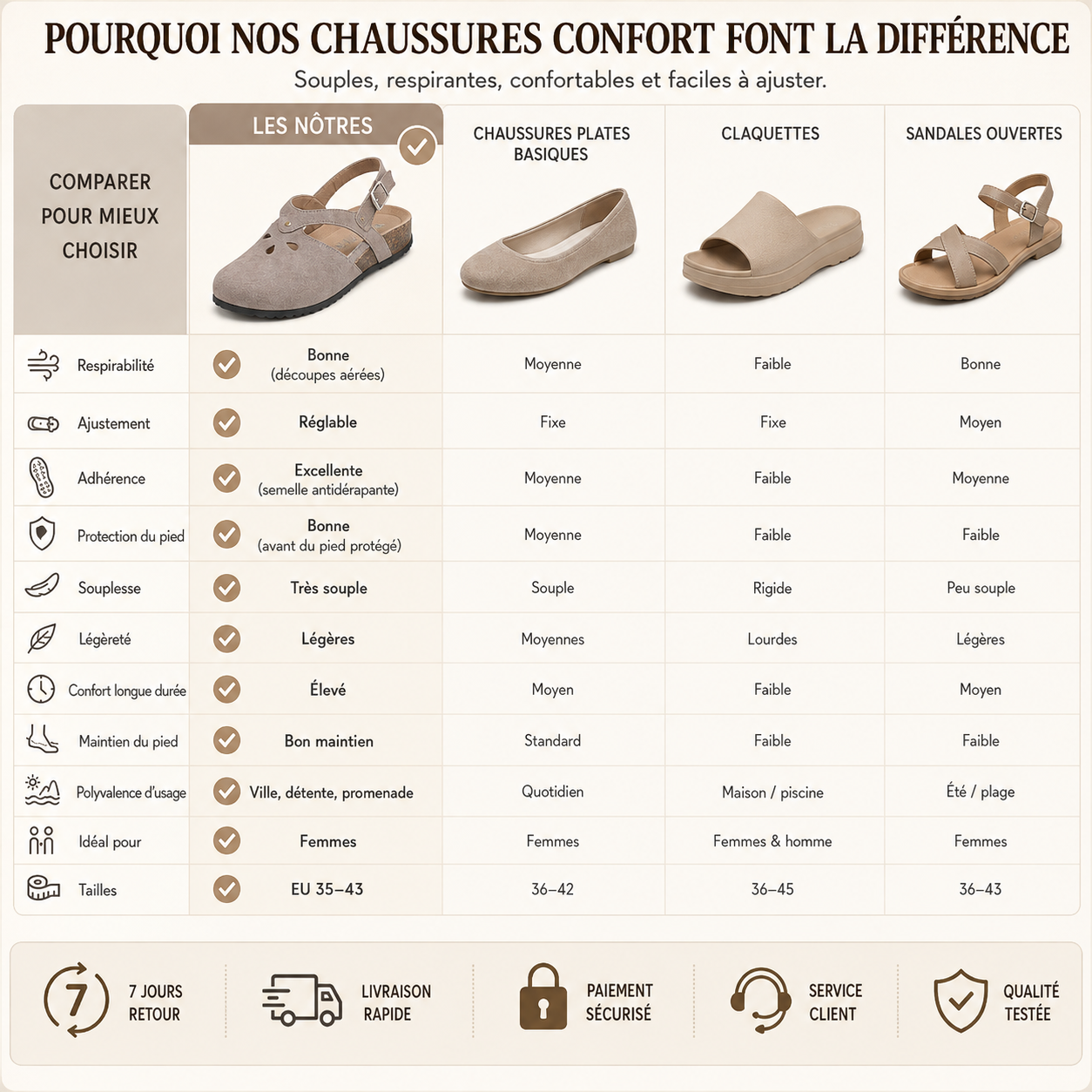 Sandales orthopédiques élégantes pour femme – Chaussures confortables à bride réglable, respirantes et antidérapantes pour la marche quotidienne, voyages et activités estivales