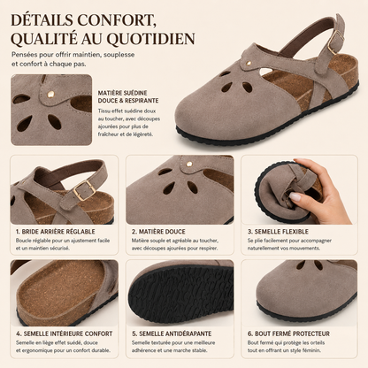 Sandales orthopédiques élégantes pour femme – Chaussures confortables à bride réglable, respirantes et antidérapantes pour la marche quotidienne, voyages et activités estivales