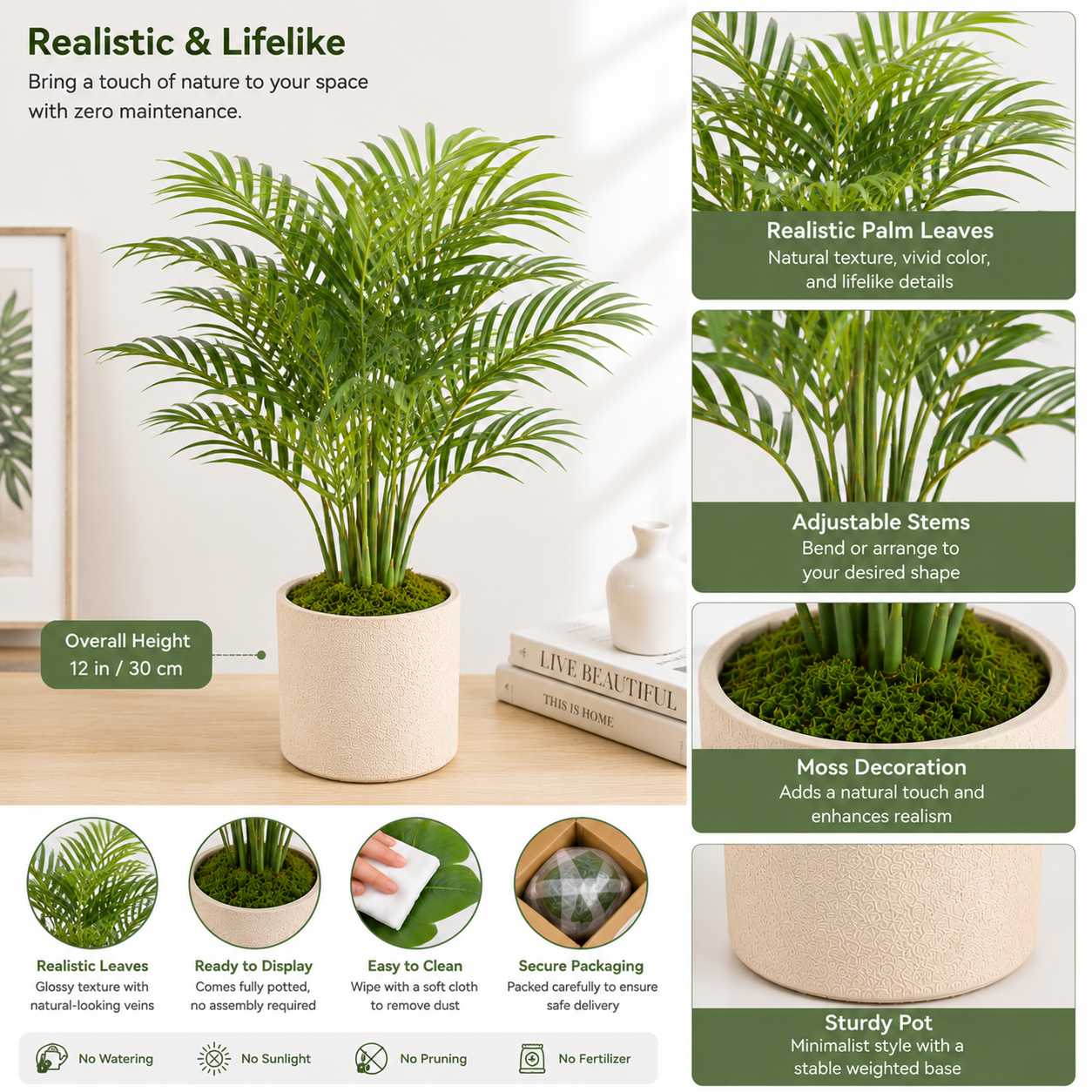 Masrjkie® Mini Artificial Areca Palm