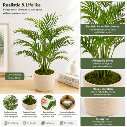 Masrjkie® Artificial Parlor Palm Plant