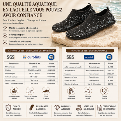 Chaussures d'eau respirantes – Aquashoes à séchage rapide, chaussures de plage antidérapantes pour natation, surf et activités nautiques avec semelle flexible confortable