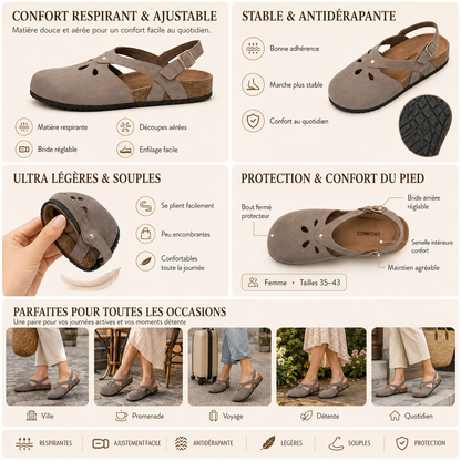 Sandales orthopédiques élégantes pour femme – Chaussures confortables à bride réglable, respirantes et antidérapantes pour la marche quotidienne, voyages et activités estivales