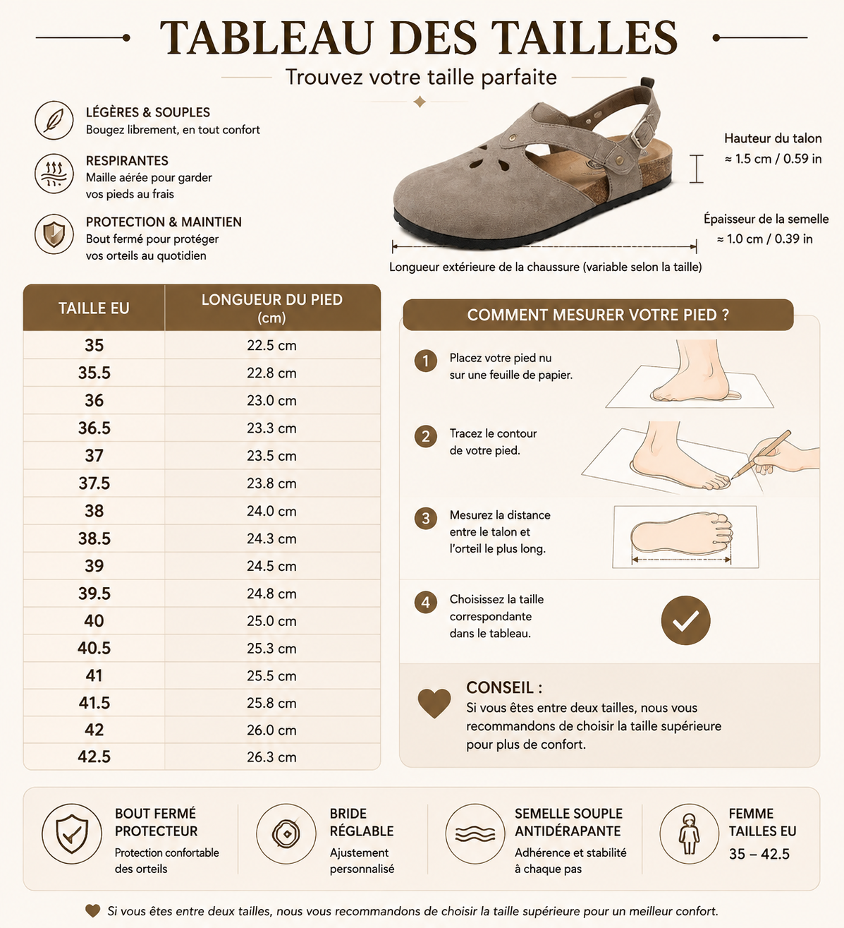 Sandales orthopédiques élégantes pour femme – Chaussures confortables à bride réglable, respirantes et antidérapantes pour la marche quotidienne, voyages et activités estivales