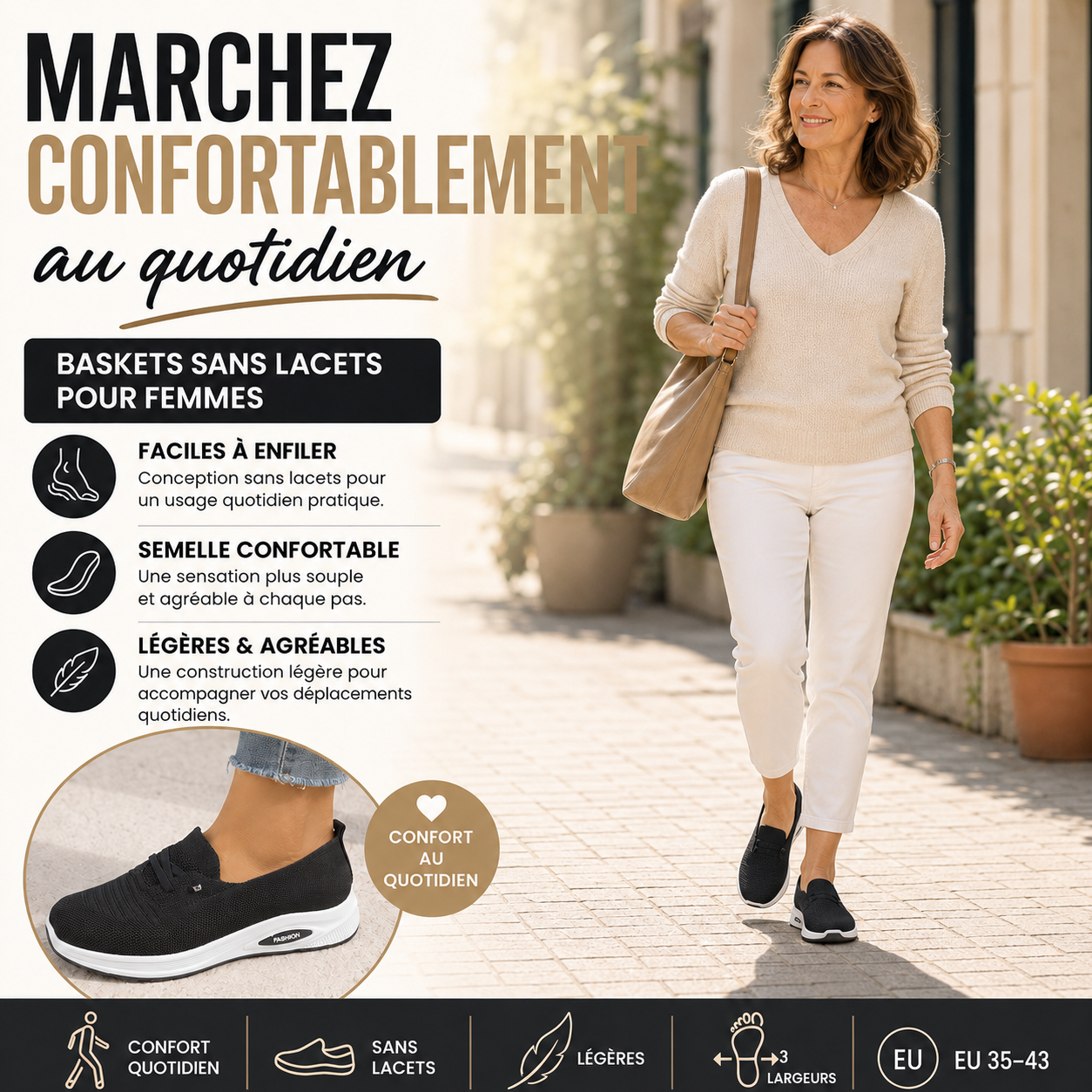 🔥Dernier jour : -90 %🔥 Baskets sans lacets pour femmes – Chaussures orthopédiques