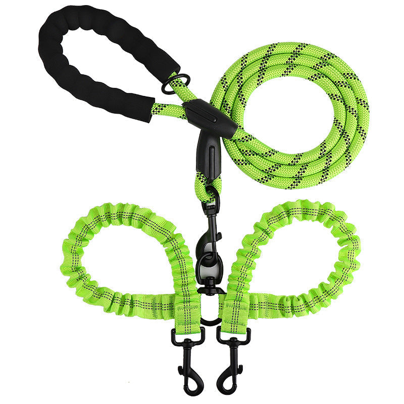 2-in-1 Double Dog Lead with 360° Swivel – Tangle-Free & Shock-Absorbing