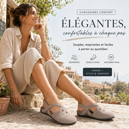 Sandales orthopédiques élégantes pour femme – Chaussures confortables à bride réglable, respirantes et antidérapantes pour la marche quotidienne, voyages et activités estivales